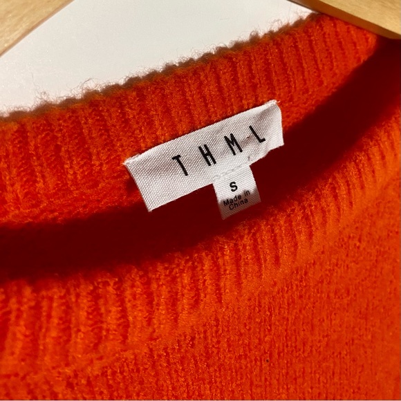 THML Neon Orange Gray Trim Soft Sweater - Picture 5 of 5